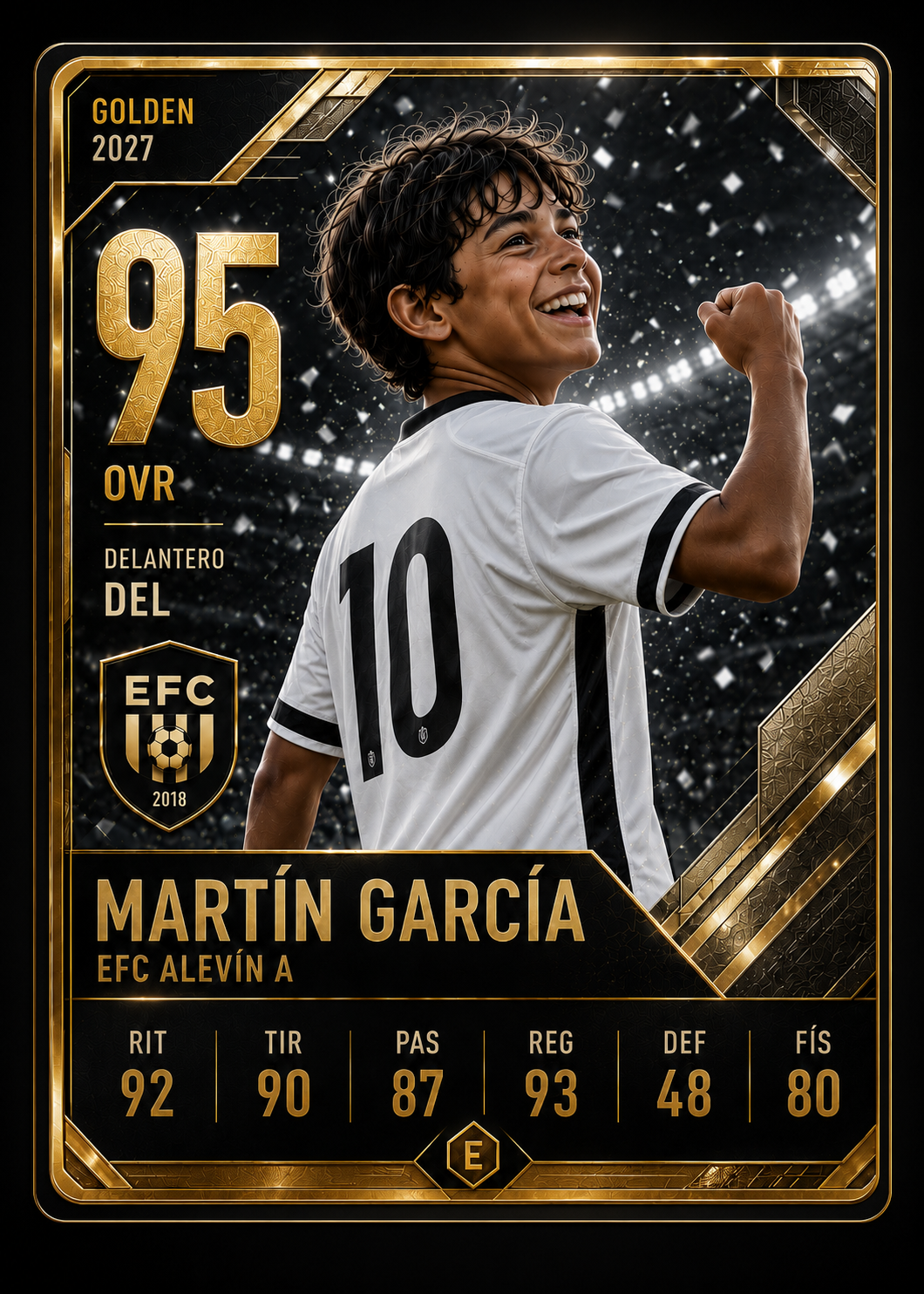 Diseño Golden de una carta deportiva personalizada ERA